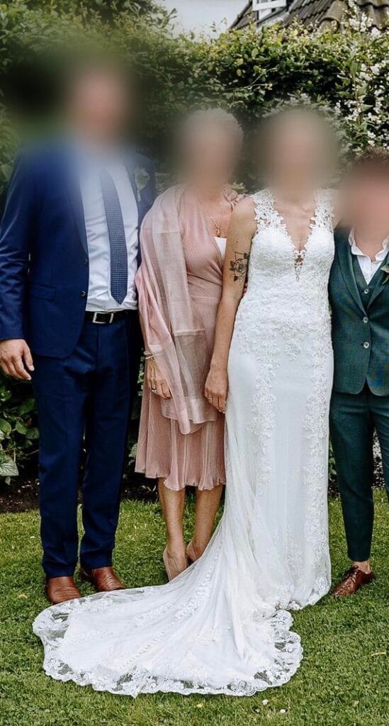 Beautiful wedding dress Linea Raffaelli White Regular Long V-neck New (Un-Altered) Natural Size 36