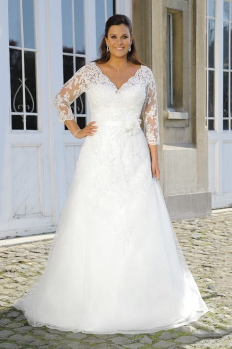 Modern wedding dress Ladybird Ivory Regular Long V-neck New (Un-Altered) Natural Unknown size